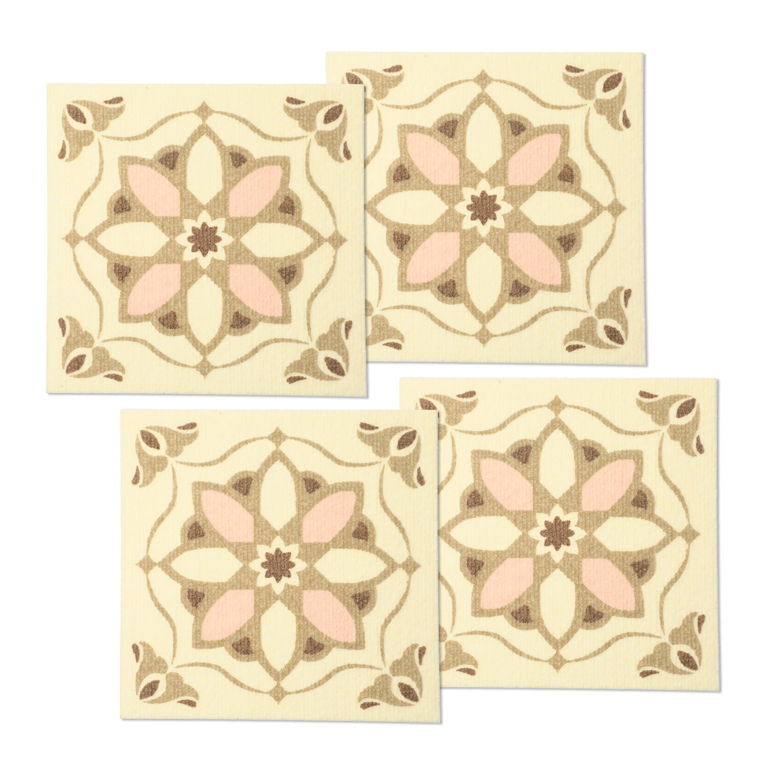 おくだけ吸着 消臭・はっ水・防汚機能付 タイルマット モロッコタイル柄 同色４枚セット