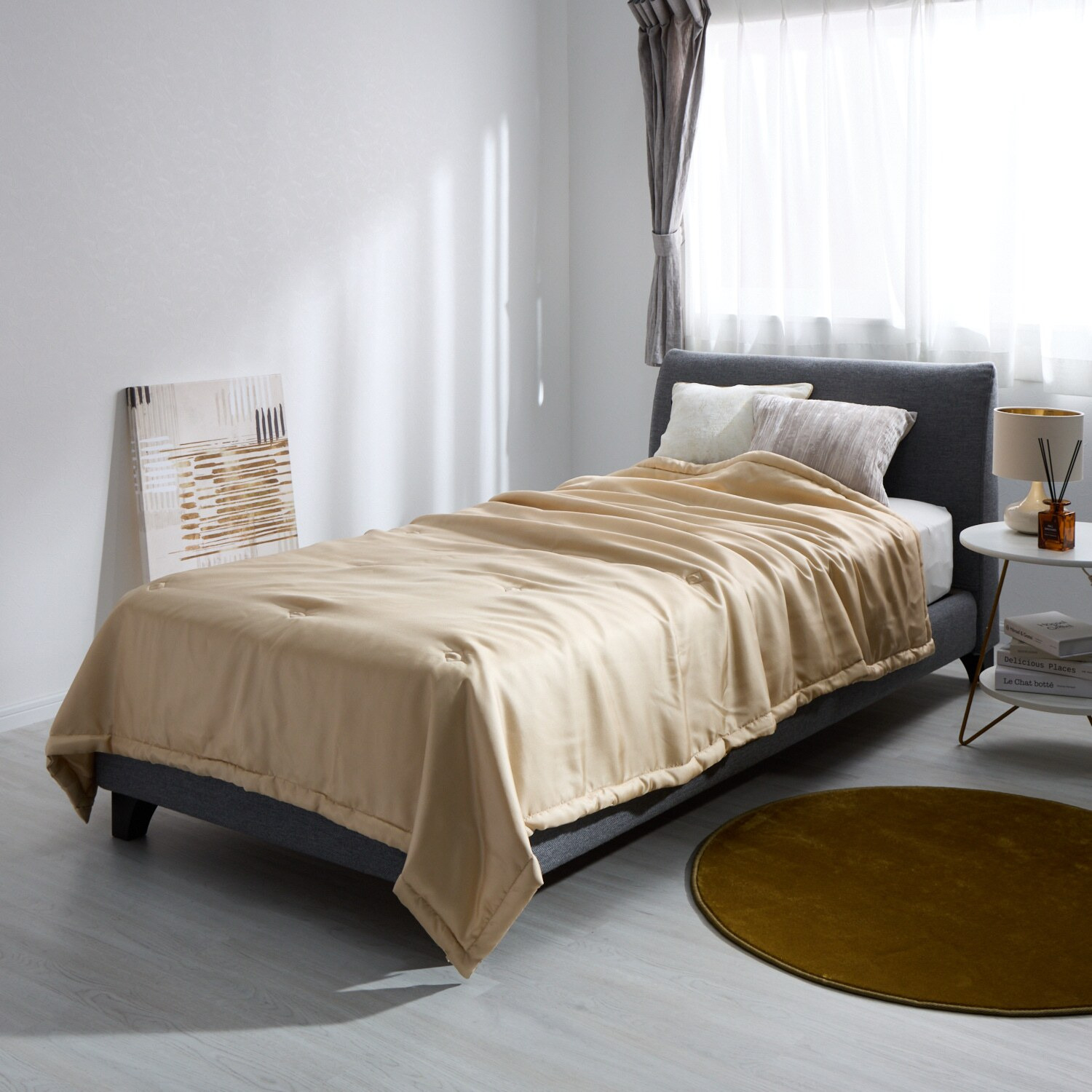 ｎｉｓｈｉｋａｗａ　西川 生地も中わたも シルク１００％！ 日本製 オールシルク 洗える真綿肌掛けふとん ＜ダブル＞