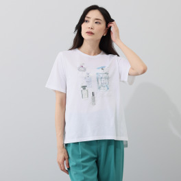 フィル・クロレ 日本製 ギザコットン混 転写プリント＆刺しゅう Ｔシャツ