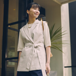 亀　恭子セレクト！ パールアンドクイーン ストレッチリネン混 テーラードジレ