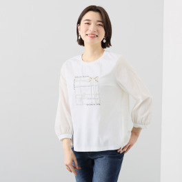 レ・ラリック リボンモティーフ アクセント ロングＴシャツ
