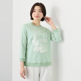 レ・ラリック 風景画アクセント 七分袖Ｔシャツ
