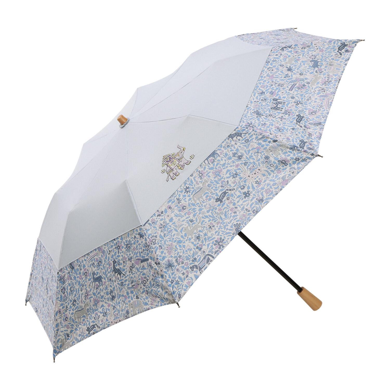 シルクロードクラブ シノワズリーモダン コラボレーション オアシス柄 かわず張り晴雨兼用 ショート折りたたみ傘