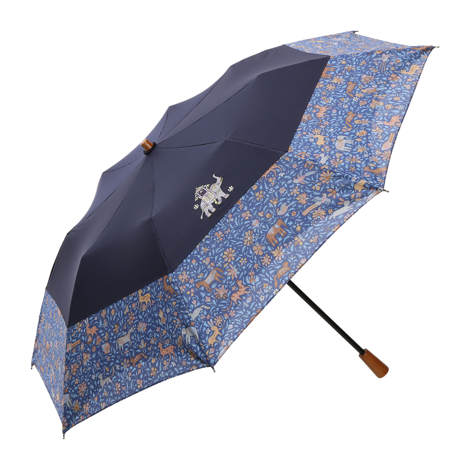 シルクロードクラブ シノワズリーモダン コラボレーション オアシス柄 かわず張り晴雨兼用 ショート折りたたみ傘