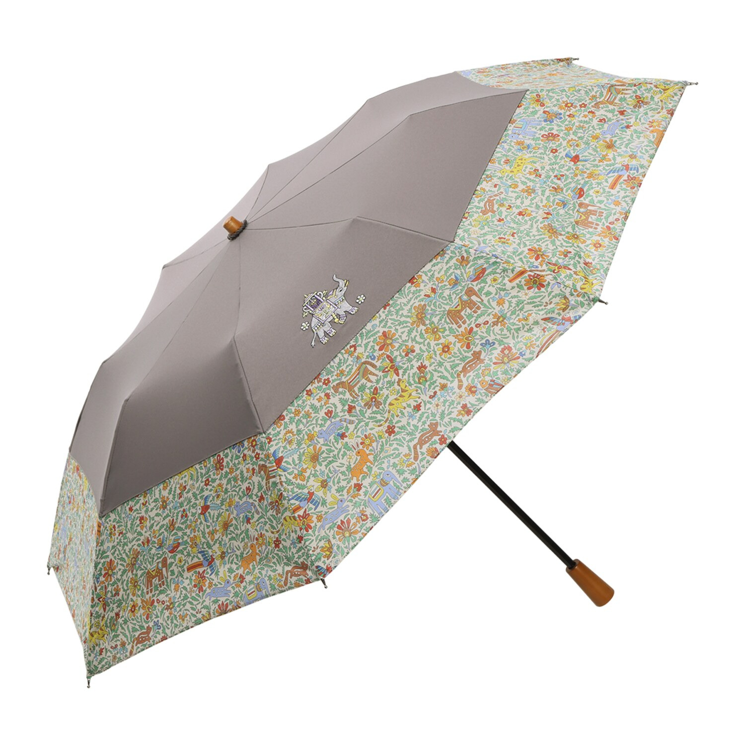 シルクロードクラブ シノワズリーモダン コラボレーション オアシス柄 かわず張り晴雨兼用 ショート折りたたみ傘