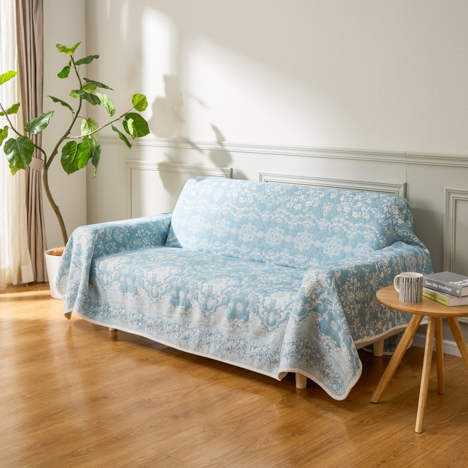 スワトウ刺しゅう協会認定 ジャガード織マルチカバー ＜１９０×２４０ｃｍ＞