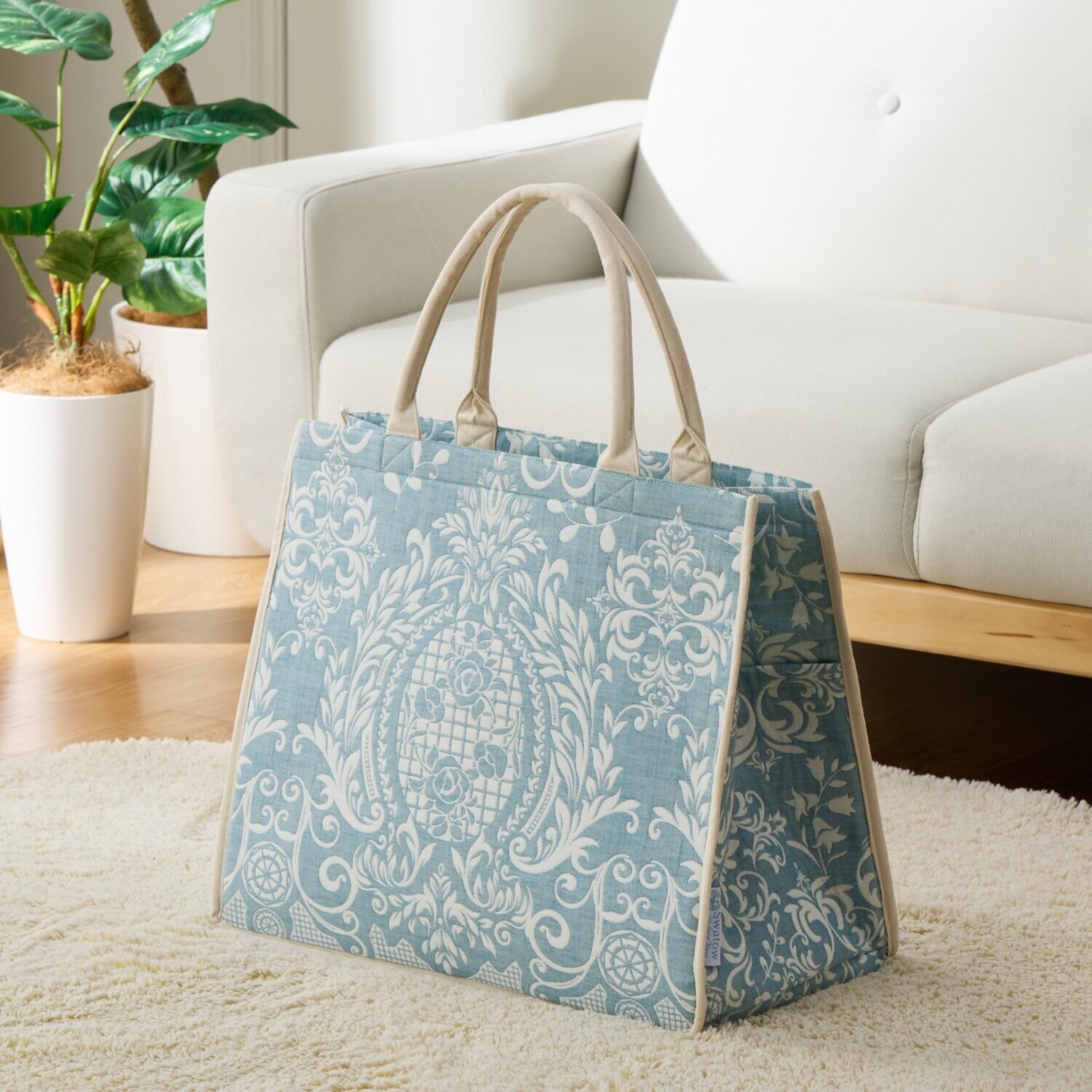 スワトウ刺しゅう協会 認定デザイン ジャガード織 インテリア収納バッグ ＜グラン＞ 