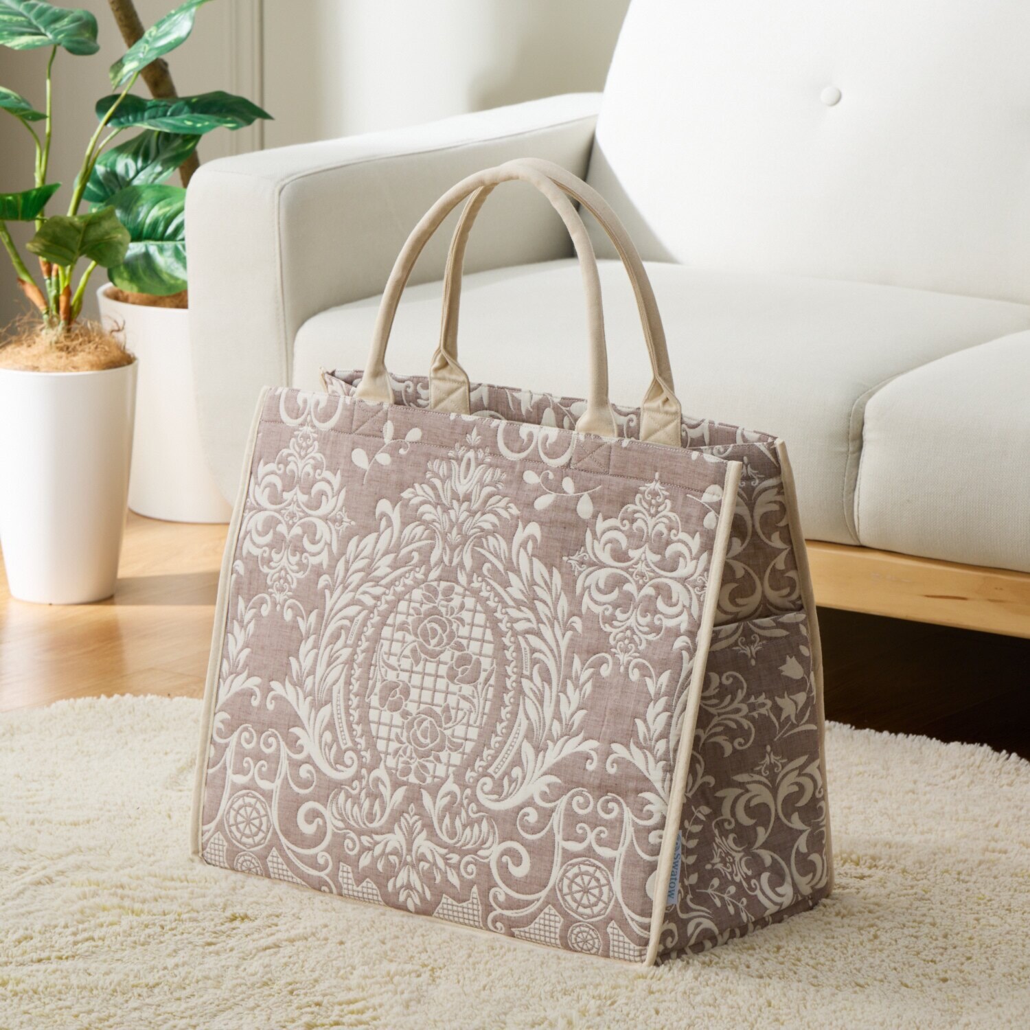 スワトウ刺しゅう協会 認定デザイン ジャガード織 インテリア収納バッグ ＜グラン＞ 