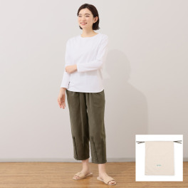 ヘ・エラ ストレッチダブルガーゼ ＵＶカットパンツ＆ Ｔシャツ ＜収納袋付＞