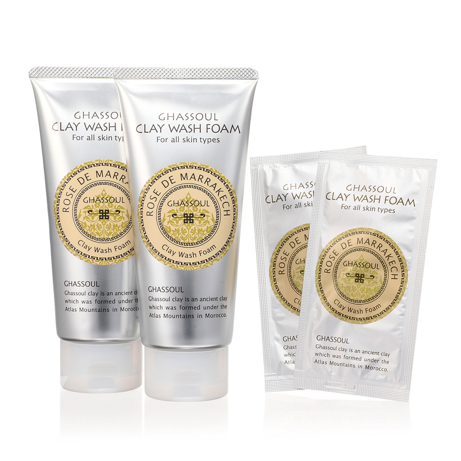 ローズ・ド・マラケシュ モロッコ溶岩クレイ （ガスール）配合 古い角質を除去し潤い肌へ クレイウォッシュフォーム ２本増量セット