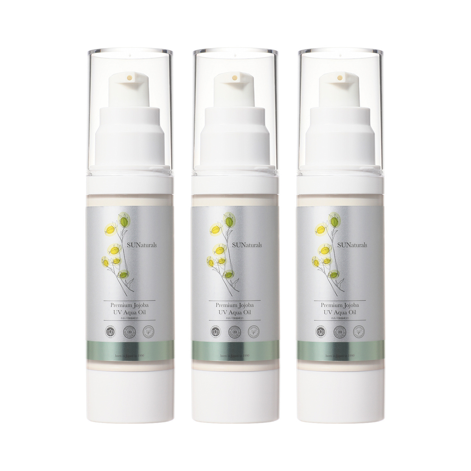 サンナチュラルズ ＵＶカット＆潤いハリツヤ プレミアム ピュアジェイ ＵＶアクアオイル ３本セット