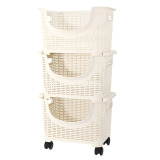 ハルサスタジオ 使い方と、収納自由自在！ 重ねて使える キャスター付きバスケット ３段セット