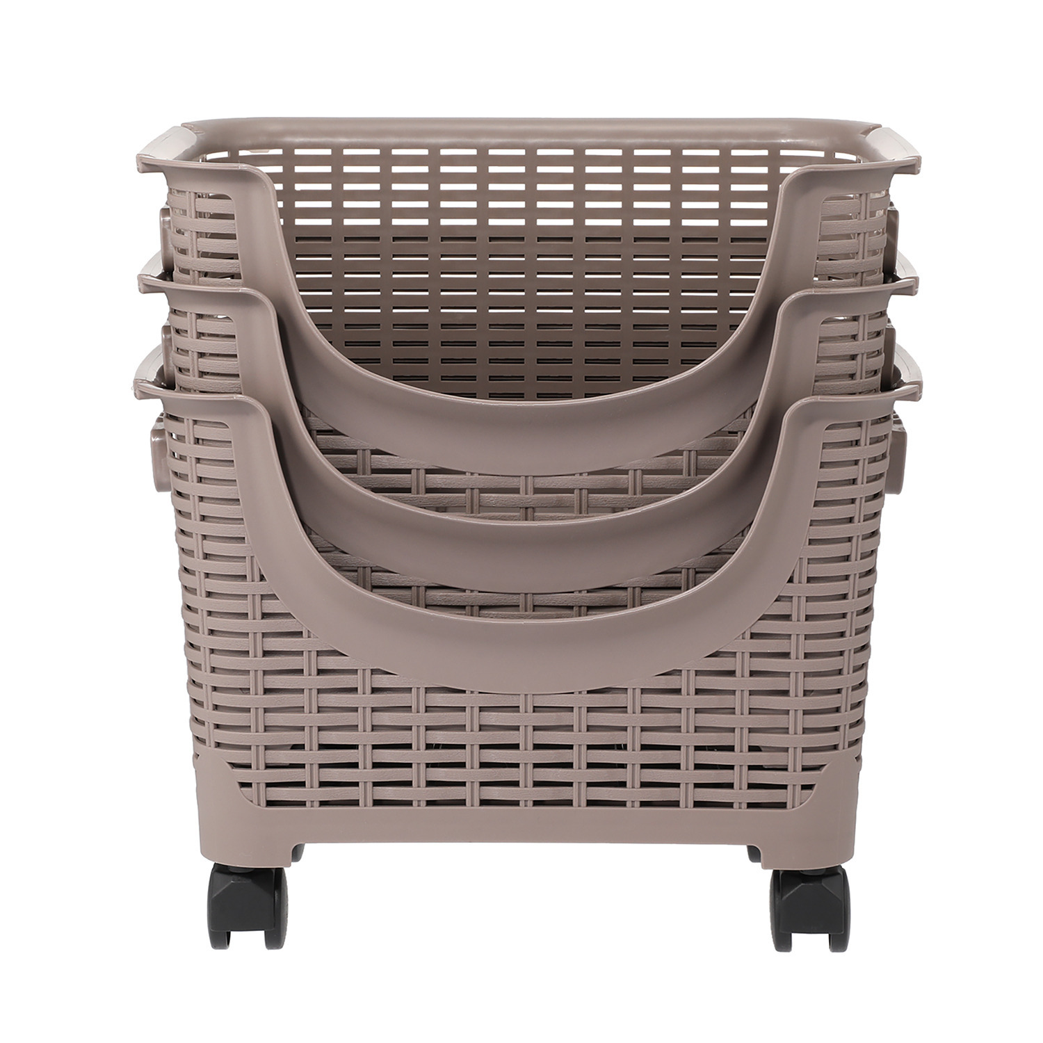 ハルサスタジオ 使い方と、収納自由自在！ 重ねて使える キャスター付きバスケット ３段セット