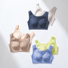 きれいになろう！ 抗菌防臭 日本製綿混素材 楽に美しバストメイクブラ ２枚セット