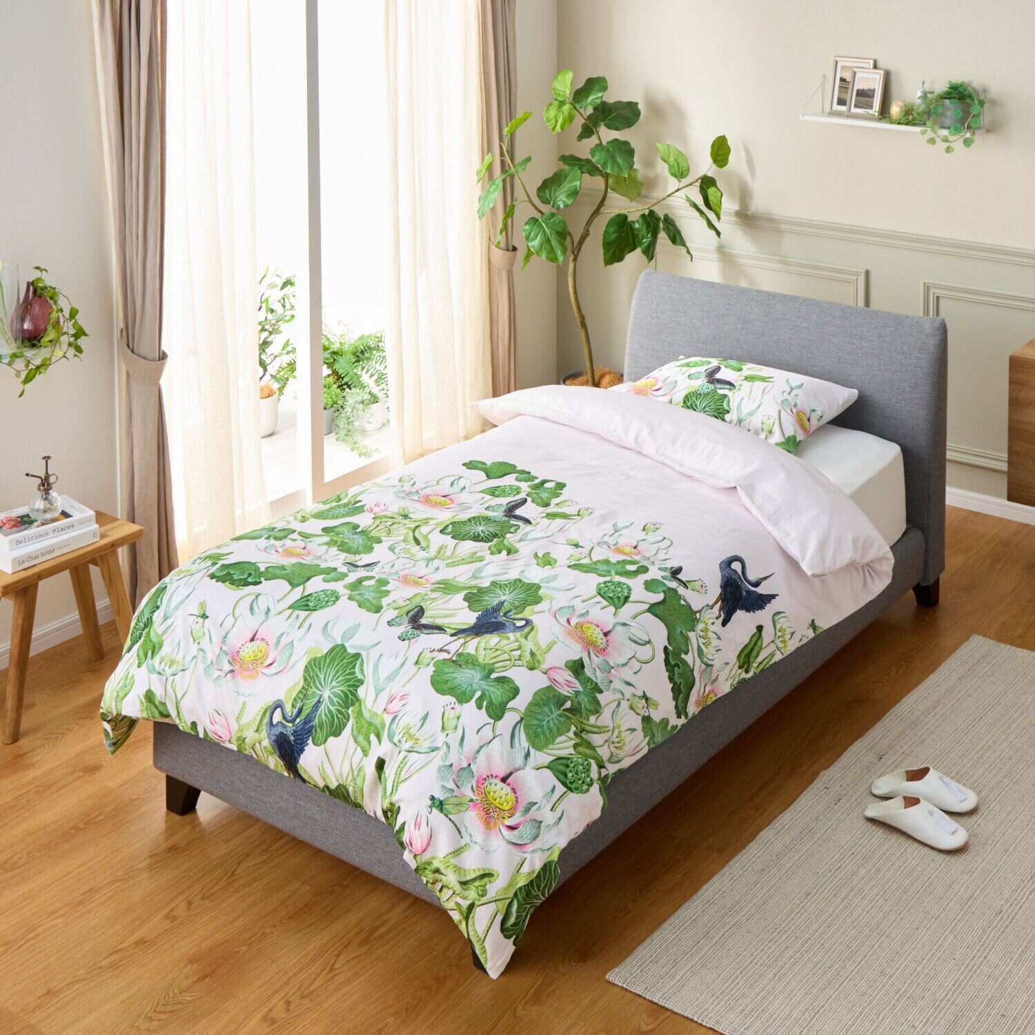 ウェッジウッド ワンダーラスト ウォーターリリー コットンサテン掛けカバー ＜シングル＞