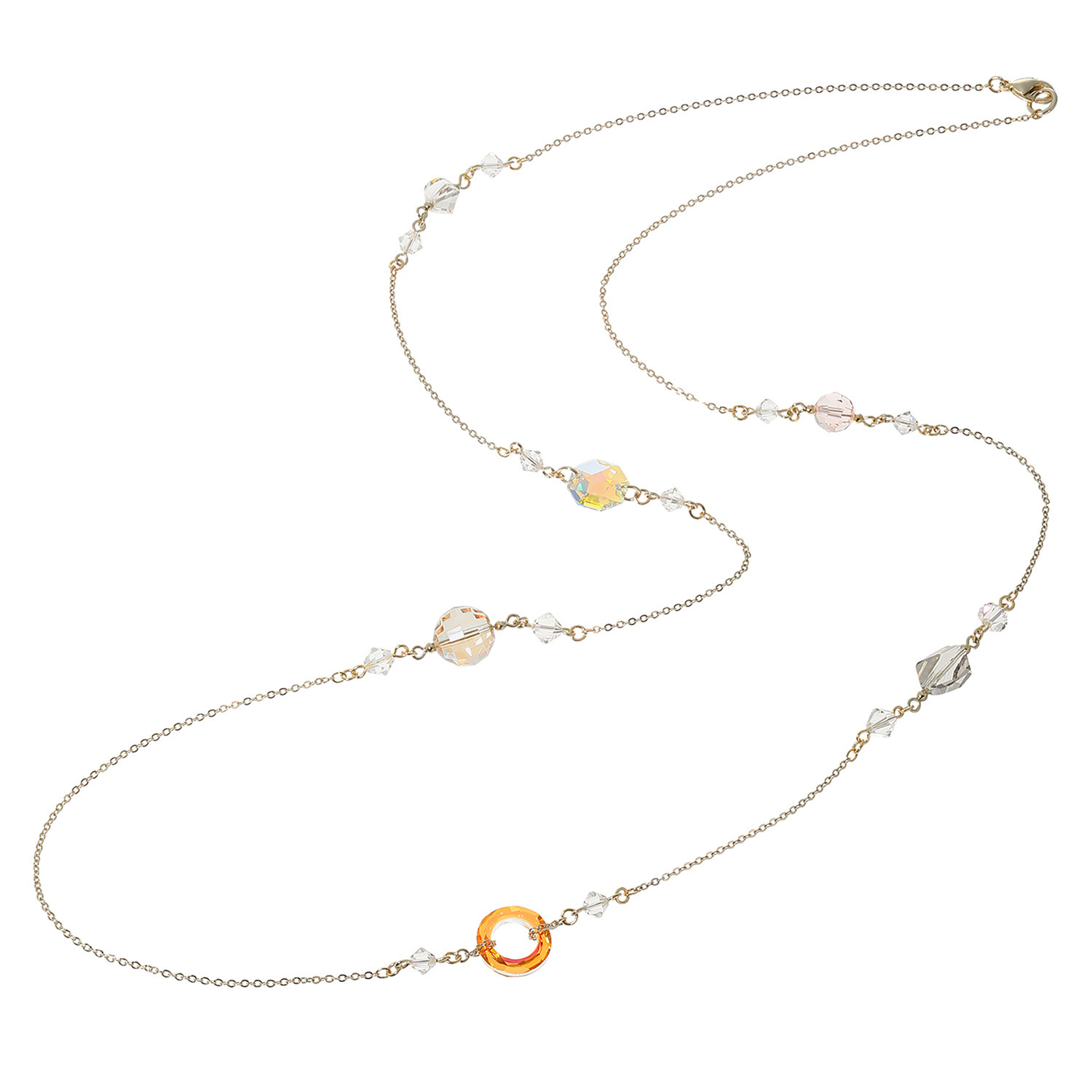 キラキラギフト バイ　アビステ クリスタルガラス マルチパーツ ロングネックレス