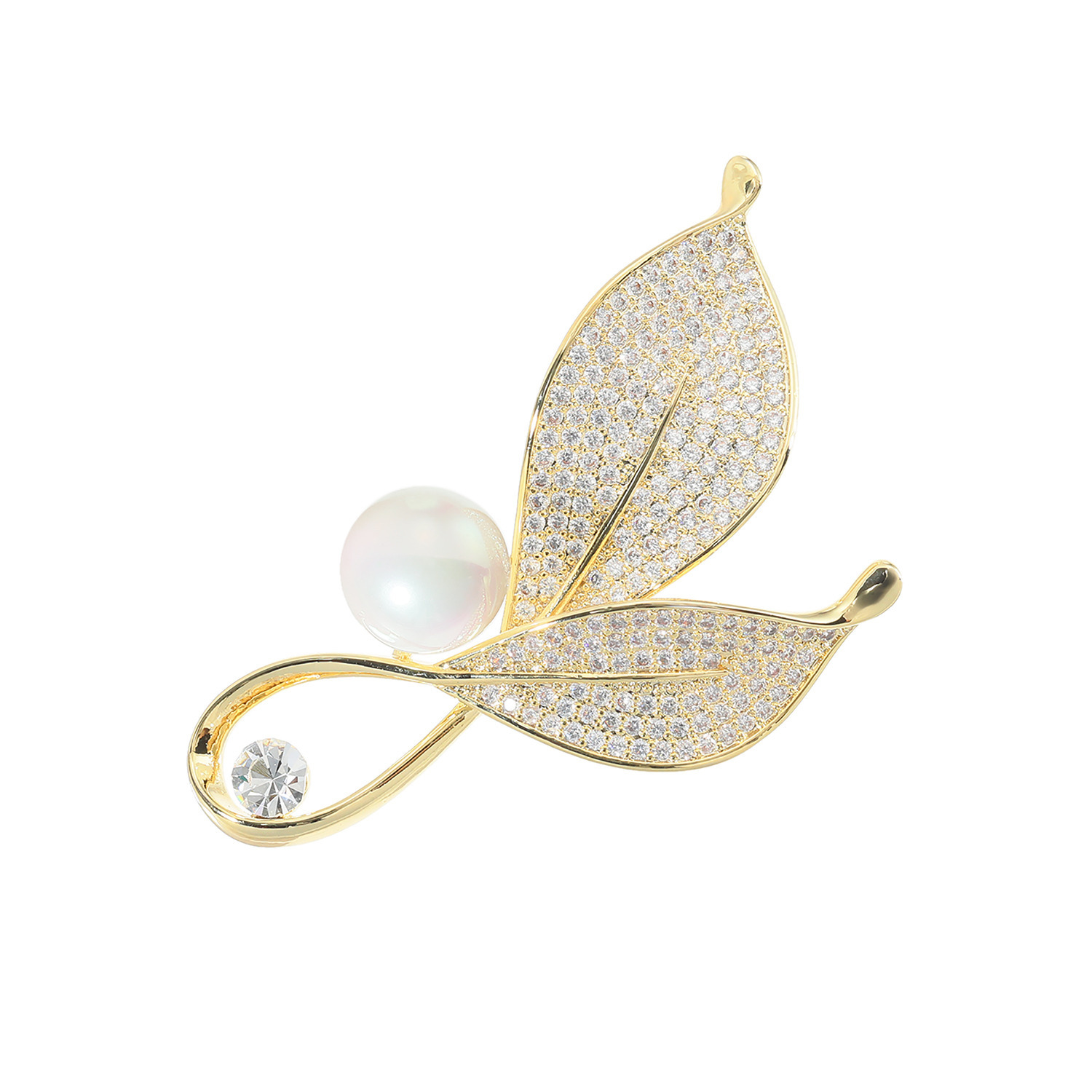 キラキラギフト バイ　アビステ ビジュウ＆ パールビジュウ ゴールドカラーブローチ