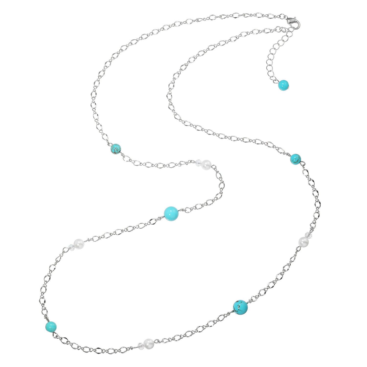 エスアンドアール 胸元を涼しげに飾る 天然石 ロングネックレス