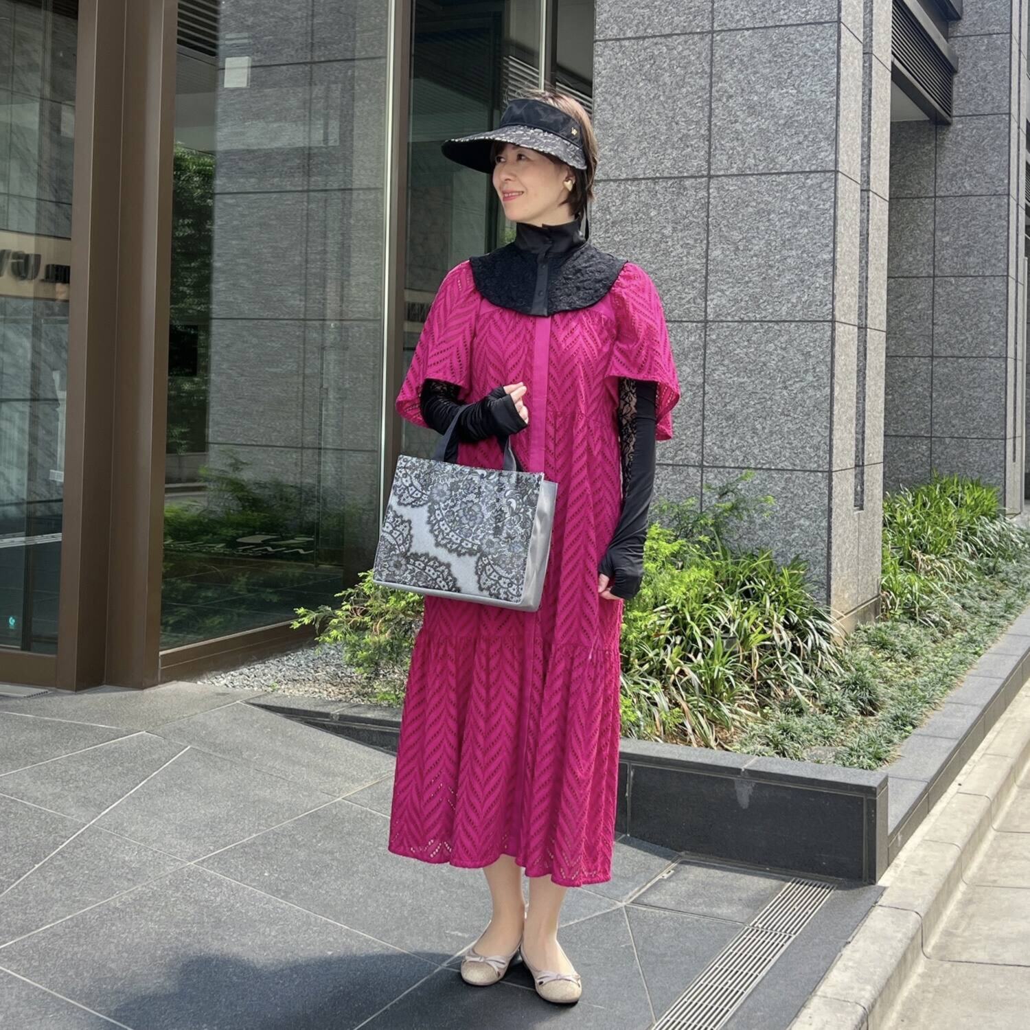 ジュエルレース バイ　ブルーミング ＵＶカット＆接触冷感 ネックカバー＆ アームカバー２点セット