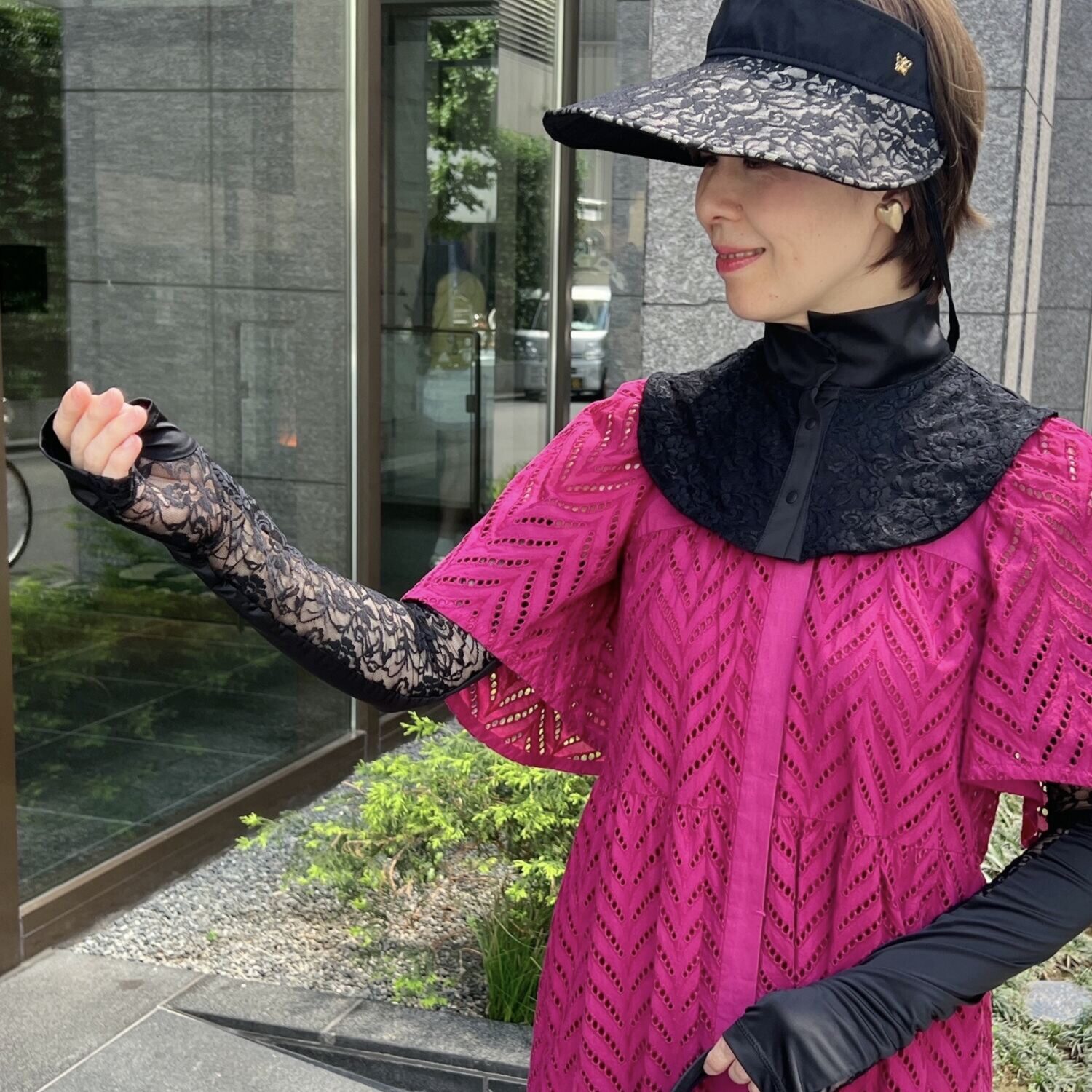 ジュエルレース バイ　ブルーミング ＵＶカット＆接触冷感 ネックカバー＆ アームカバー２点セット