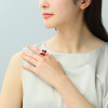 バイ　ネイチャー 琥珀 草木染め レッドカラー デザインリング