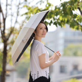 センテリオ 遮光・遮熱・ＵＶカット “バイカラーレース” 晴雨兼用 トップレス式折りたたみ傘