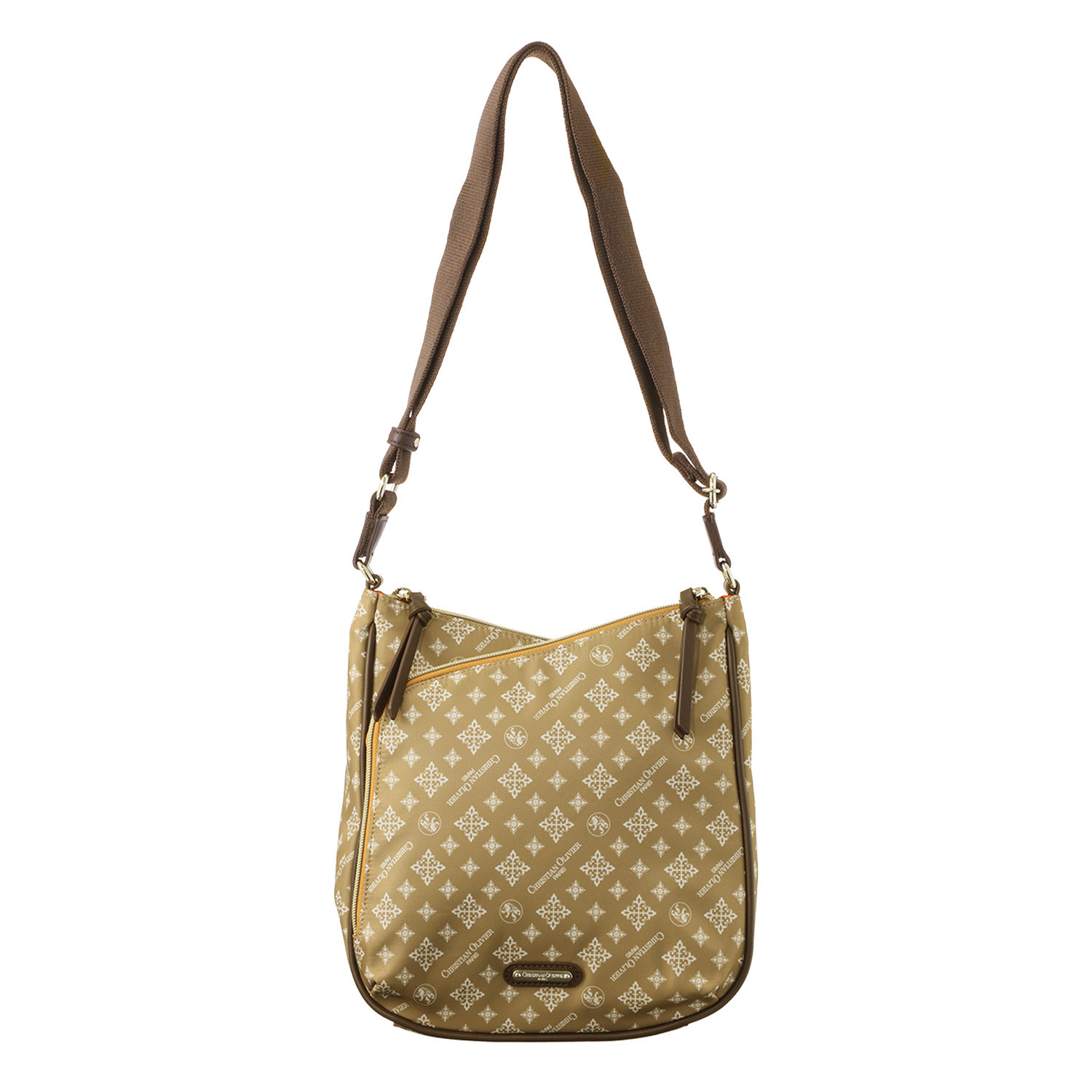 クリスチャン　オリビエ はっ水モノグラム柄 ダブルＬ字ファスナー 軽量縦ショルダーバッグ 