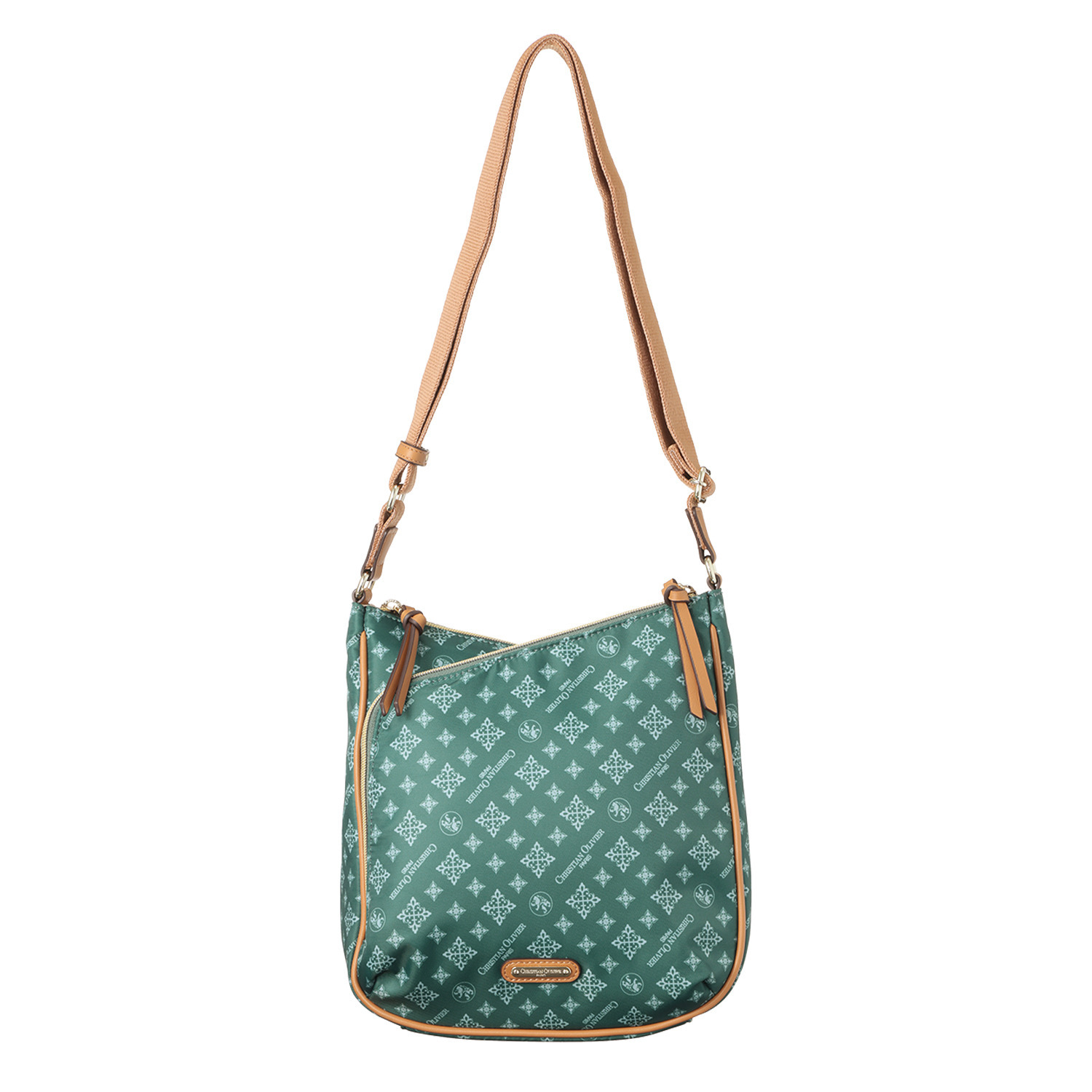 クリスチャン　オリビエ はっ水モノグラム柄 ダブルＬ字ファスナー 軽量縦ショルダーバッグ 