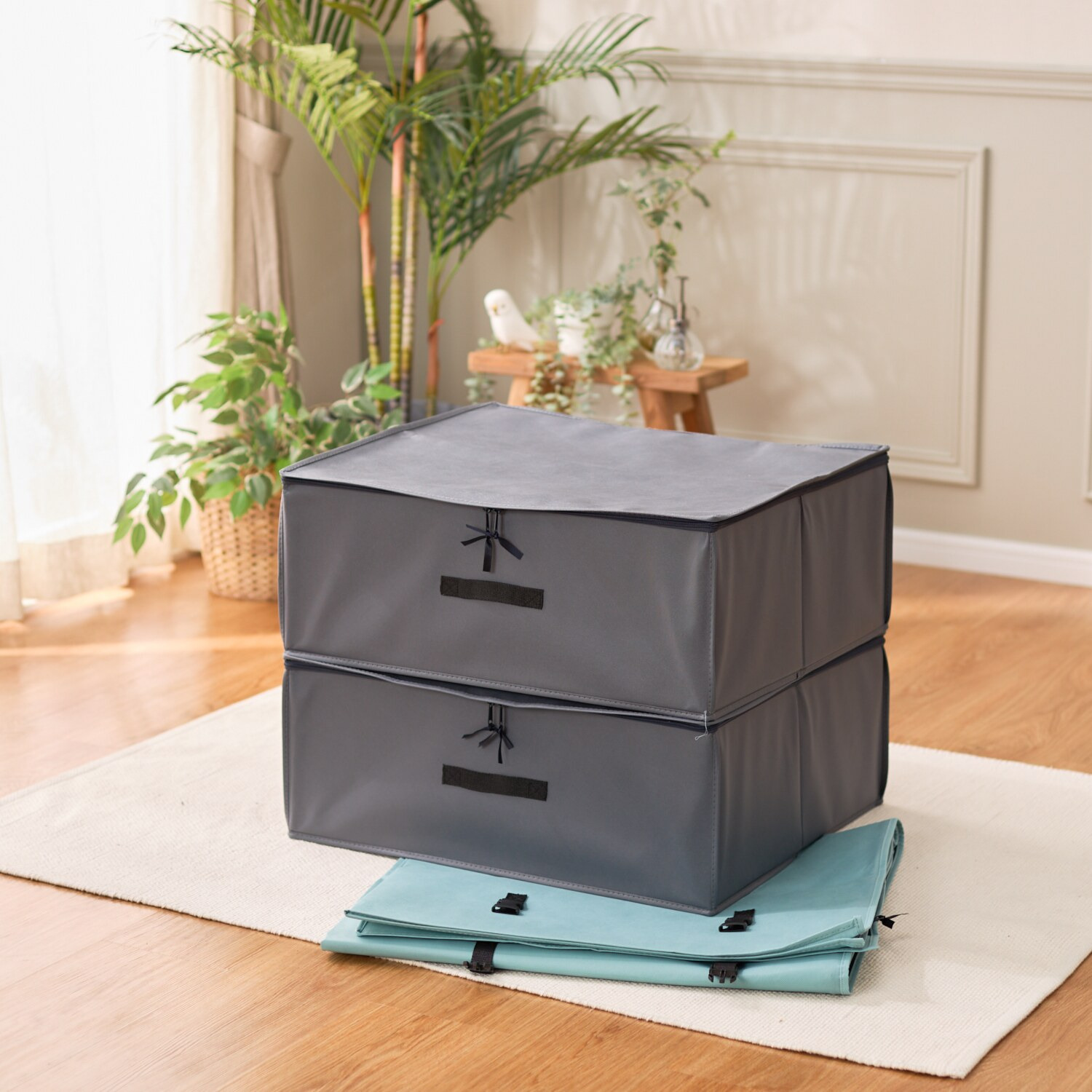 ｎｉｓｈｉｋａｗａ ふとん屋が考えた おふとんに優しい 収納ボックス２個組 除湿シート付 ＜ダブル＞ 