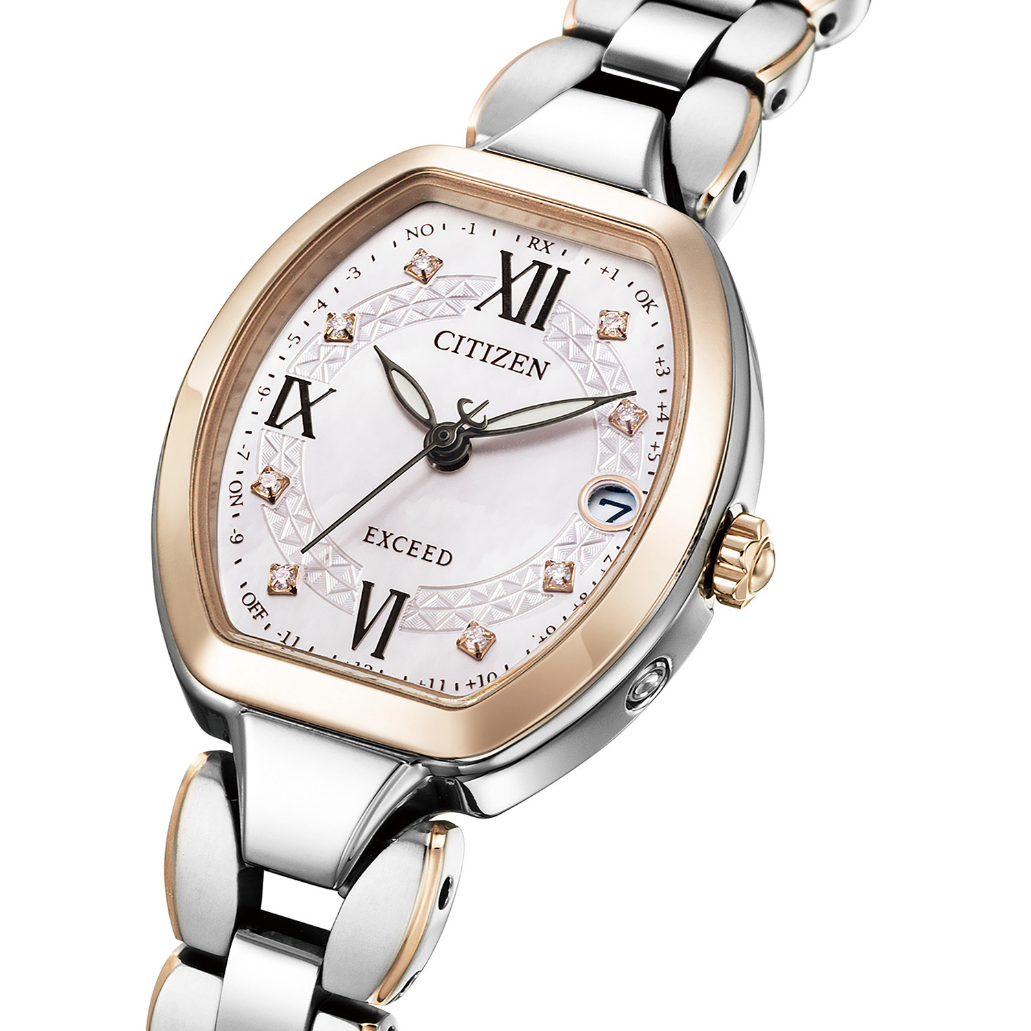 ＜コンビカラー＞シチズン “エクシード” ダイヤモンド チタンベルト 電波ソーラーウォッチ