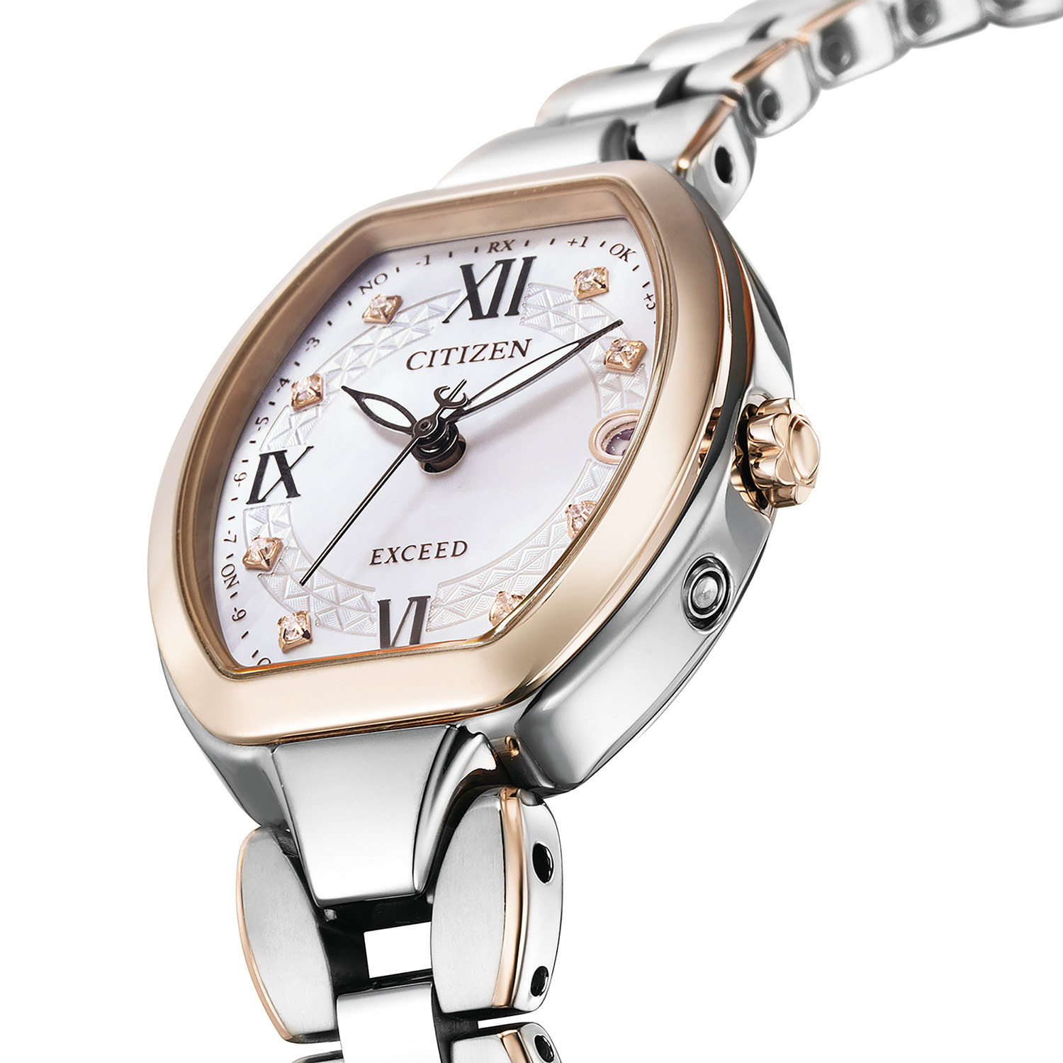＜コンビカラー＞シチズン “エクシード” ダイヤモンド チタンベルト 電波ソーラーウォッチ