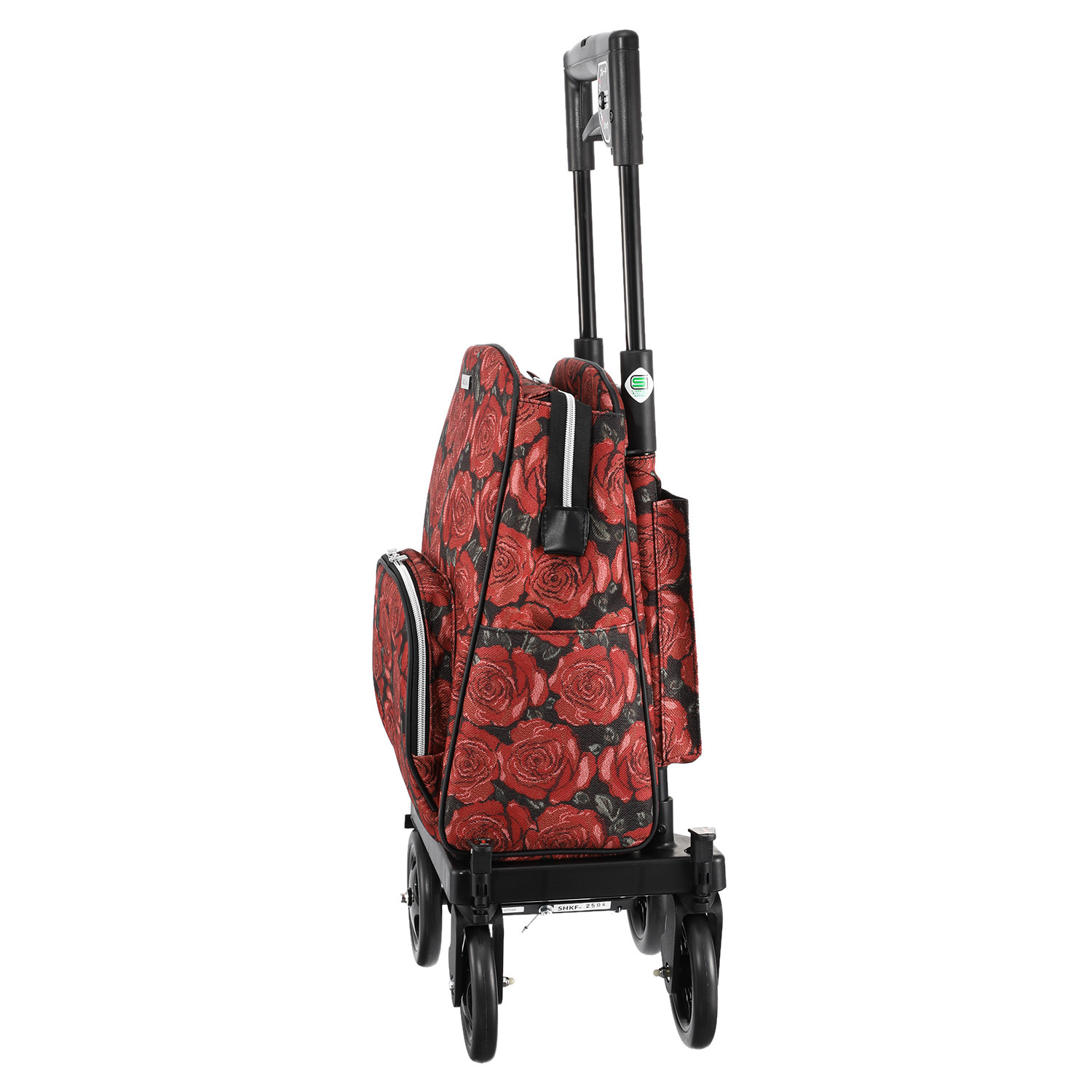 キャスター機能と ブレーキ機能で ピタリと寄り添う ４輪ショッピングカート エアカート ＜ゴブランローズ柄＞