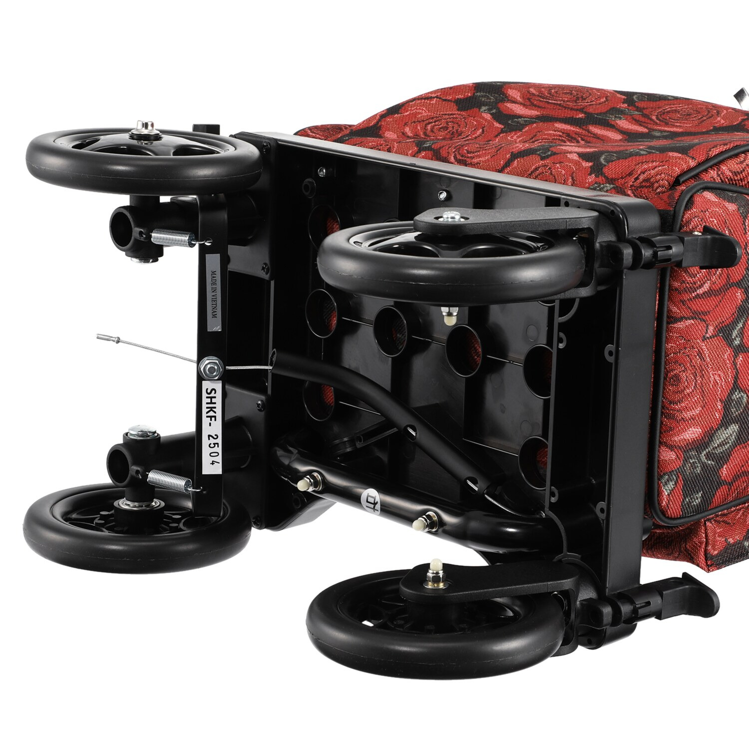 キャスター機能と ブレーキ機能で ピタリと寄り添う ４輪ショッピングカート エアカート ＜ゴブランローズ柄＞