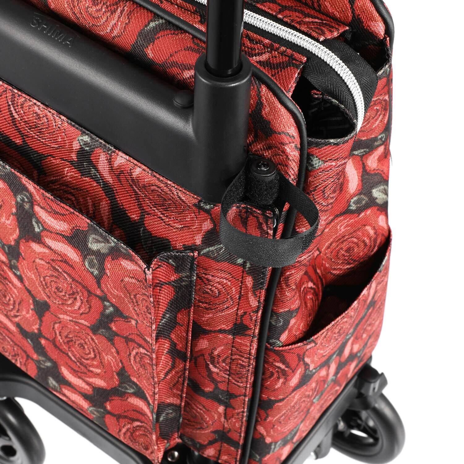 キャスター機能と ブレーキ機能で ピタリと寄り添う ４輪ショッピングカート エアカート ＜ゴブランローズ柄＞