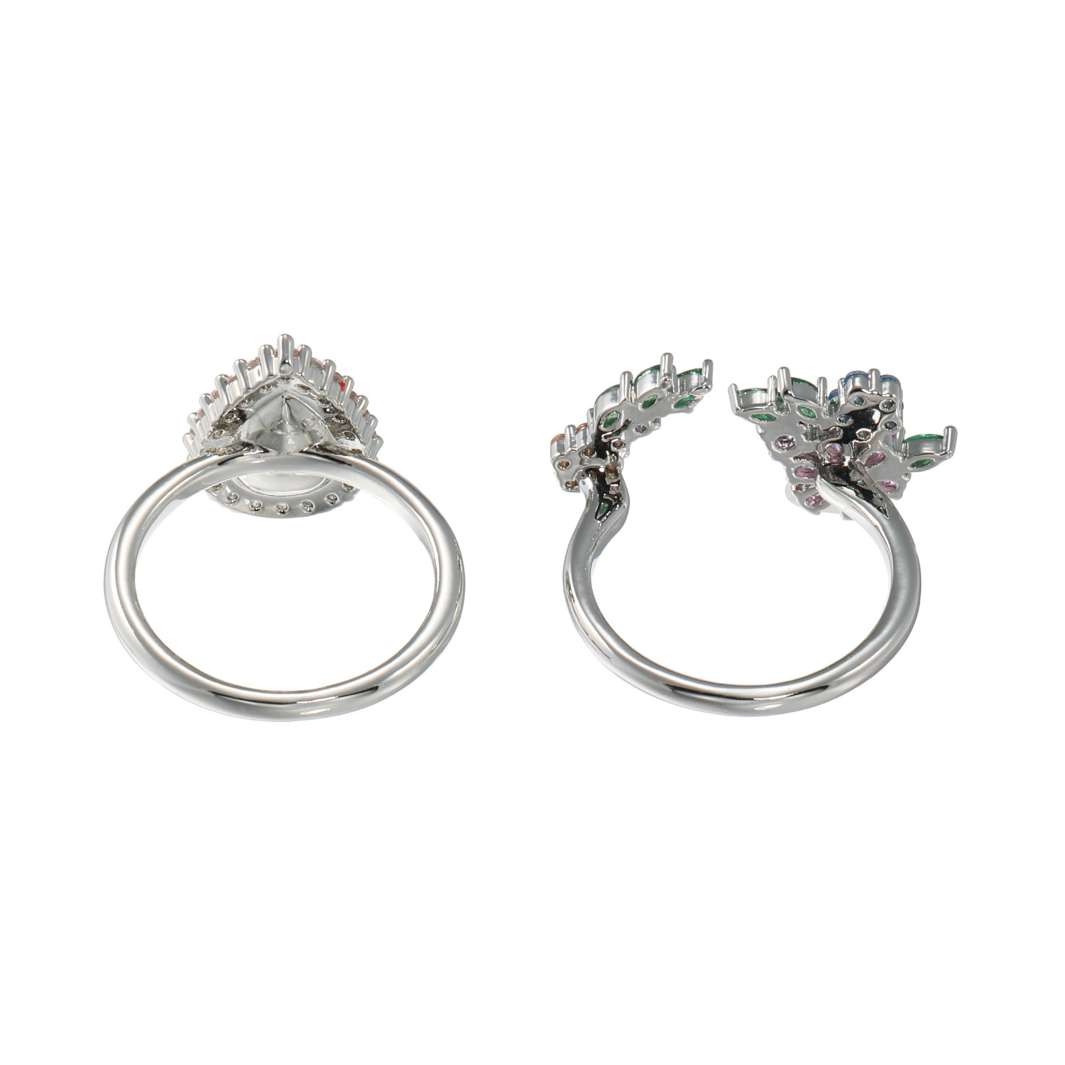 ユキコ　ハナイ ＣＺ＆ビジュウ フラワーガーデン リング２本セット