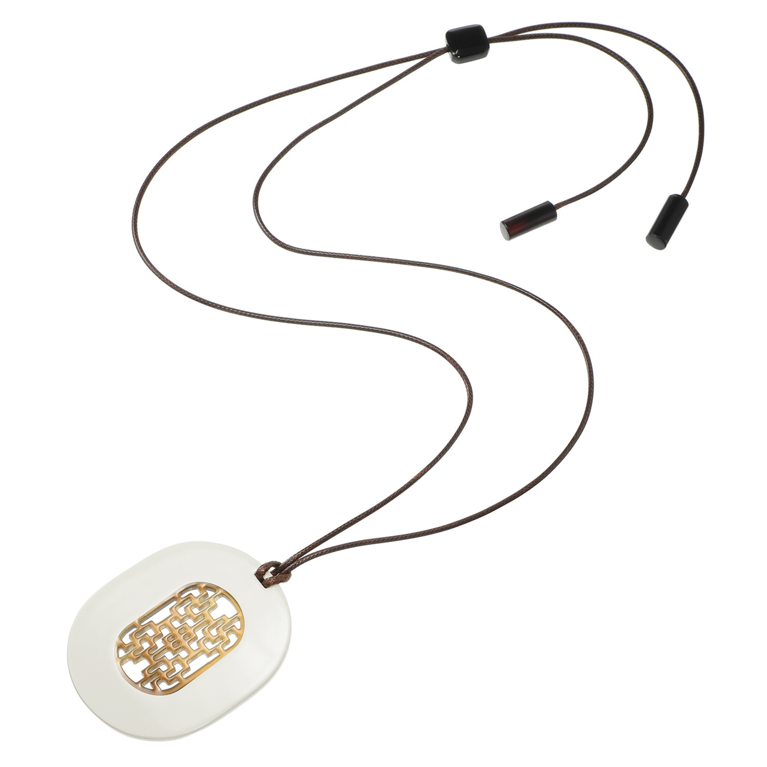 ミル・レーヴ 水牛 オープンワーク スーパーロング コードペンダント