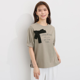 ノーボノーボ タック袖 リボンＴシャツ