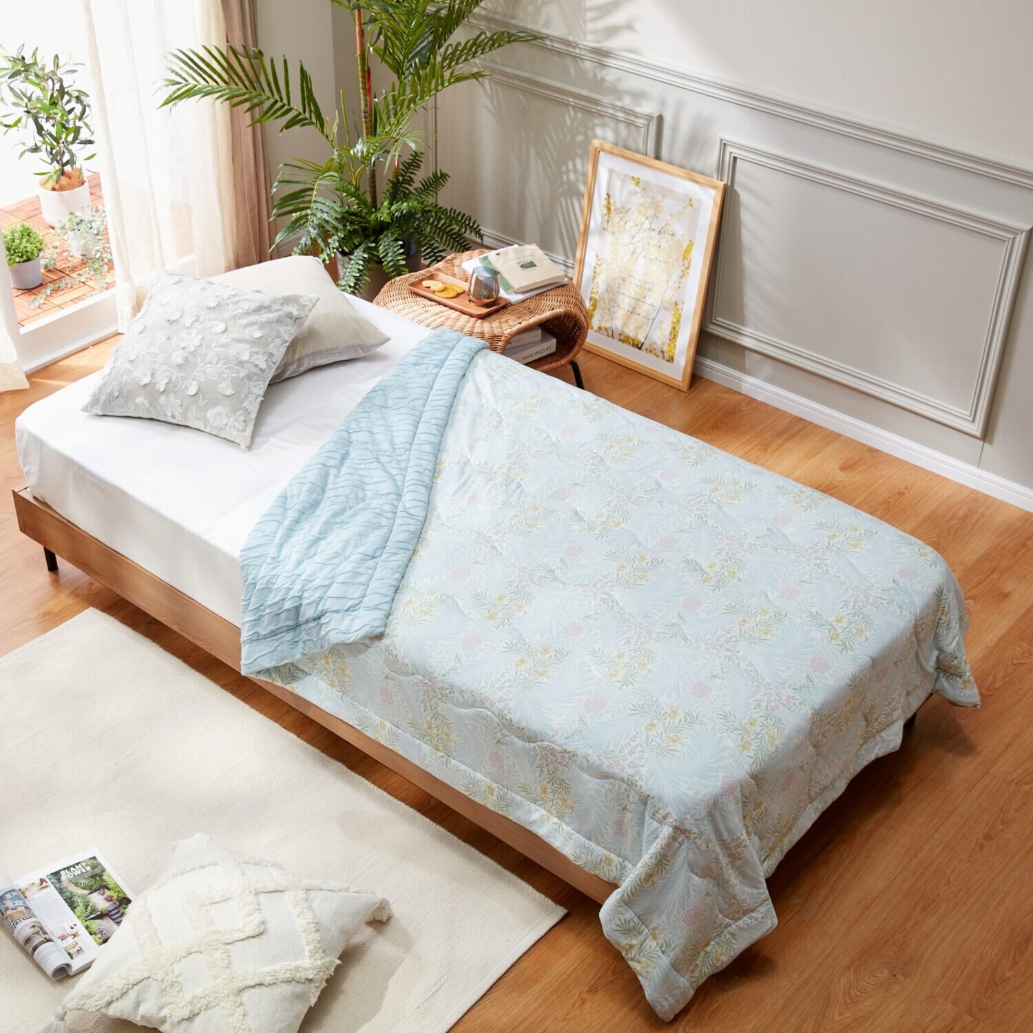 モリスギャラリー ラークスパー とろふわキルトケット