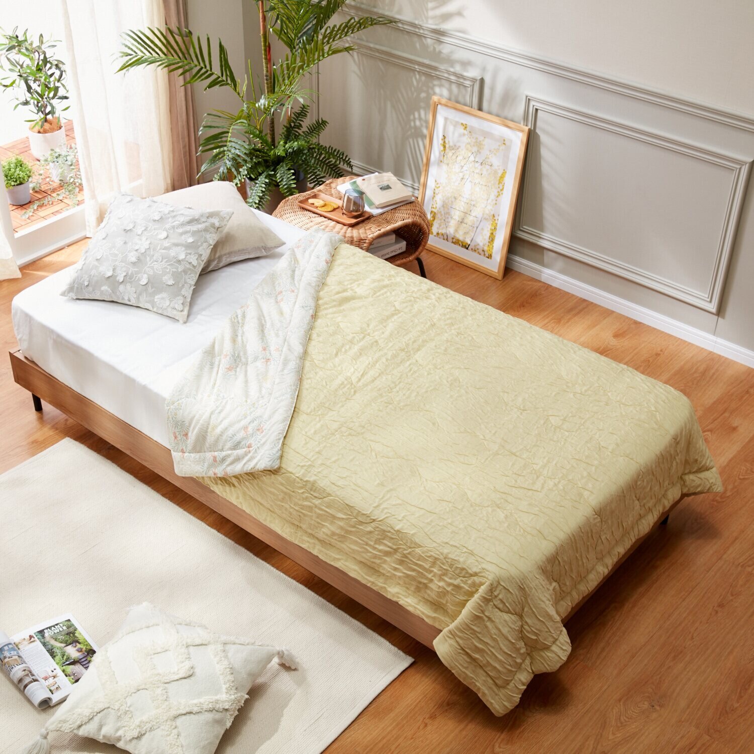 モリスギャラリー ラークスパー とろふわキルトケット