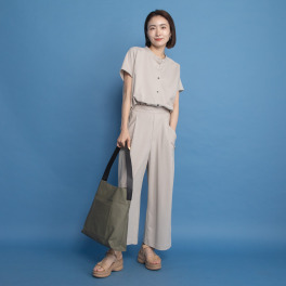 オルテンジア きれいめ鹿の子ジャージー 軽やかに涼やかに マニッシュを装う テーパードパンツ