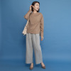 レア　ジェム 天然素材のマリアージュ フレンチリネンとウールで 上質カジュアルを装う ツータックパンツ