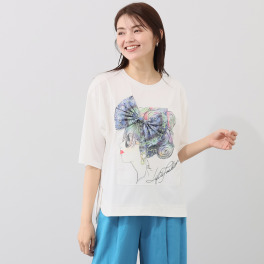 スカラー 接触冷感 女の子リボンアップリケ Ｔシャツ