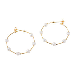 ジュペレ １８Ｋ 伊勢志摩産 ベビーアコヤパール エタニティデザイン フレキシブルフープピアス