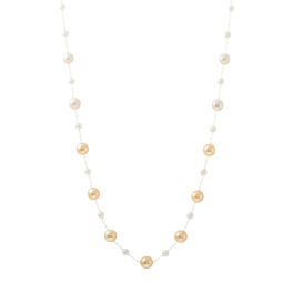 ジュペレ １８Ｋ 国産アコヤパール ゴールドミックスカラー ステーションネックレス
