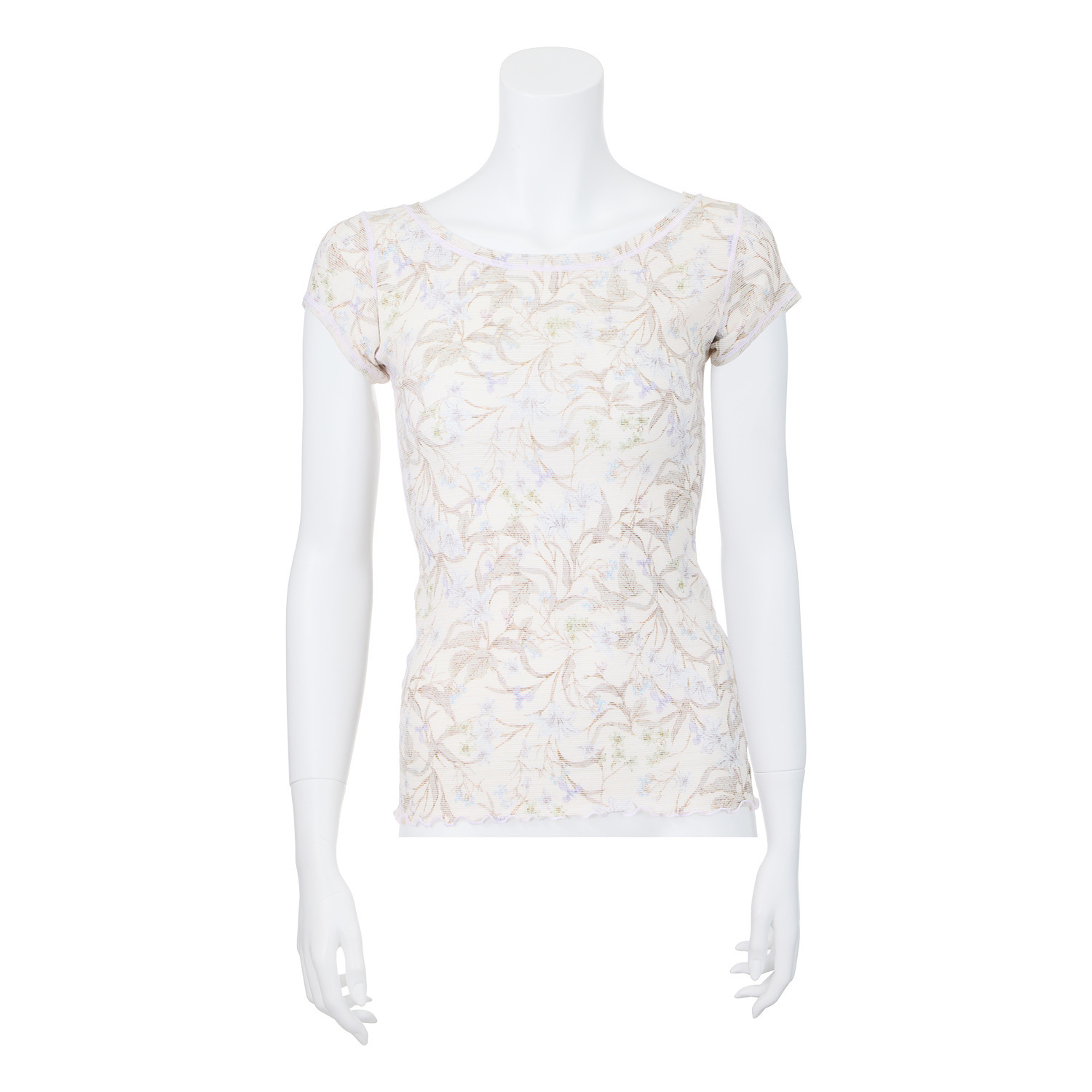 丸福ガーゼ ムレにくくて快適！速乾 綿モダール混 ボタニカルプリント フレンチスリーブインナー