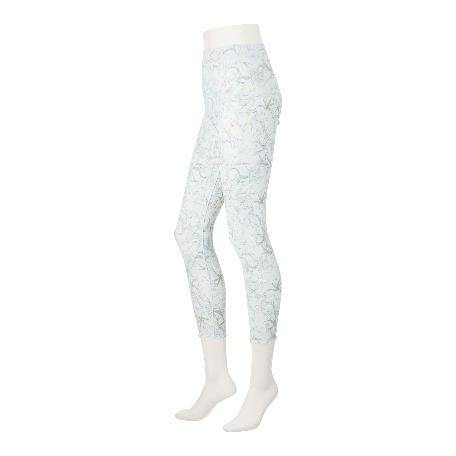 丸福ガーゼ ムレにくくて快適！速乾 綿モダール混 ボタニカルプリント マチ付レギンス