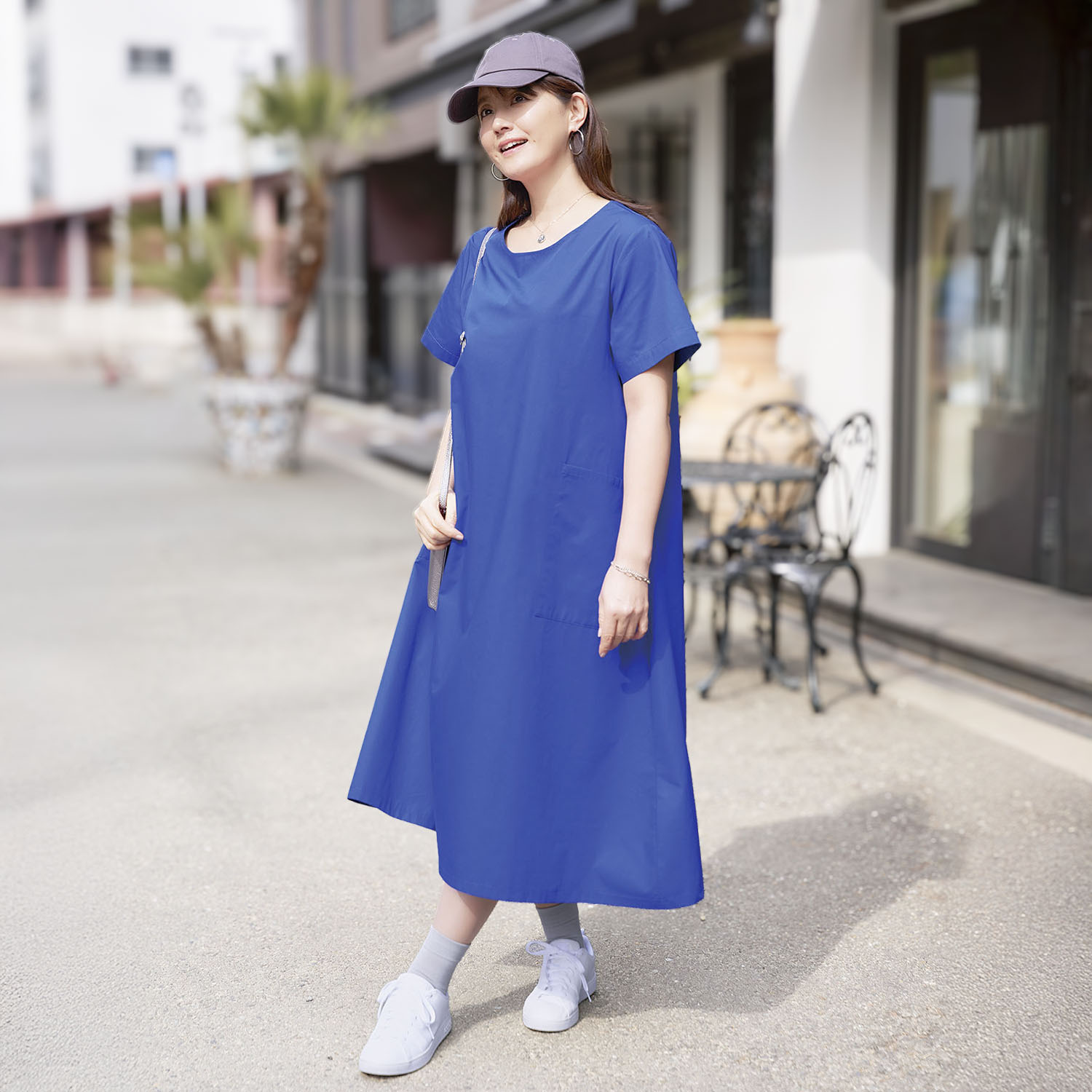 部屋着の上から さっとかぶるだけ！ 綿混 ずぼっと ずぼらワンピース