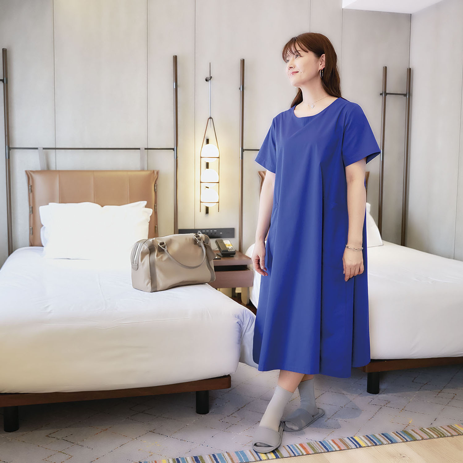 部屋着の上から さっとかぶるだけ！ 綿混 ずぼっと ずぼらワンピース