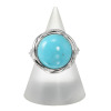 ミケランジェロ シルバー ６．５カラットＵＰ アリゾナ産ターコイズ ＣＺアクセント ラウンドカボションリング