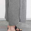 オジョウ 夏服ダンガリー風 シャンブレーを楽しむ ラウンド裾のワイドパンツ